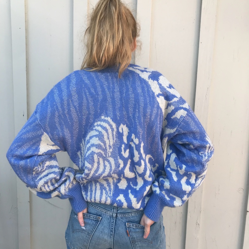 Great Vintage Sweater cream and lavender M/LG🎈 - Picture 4 of 8